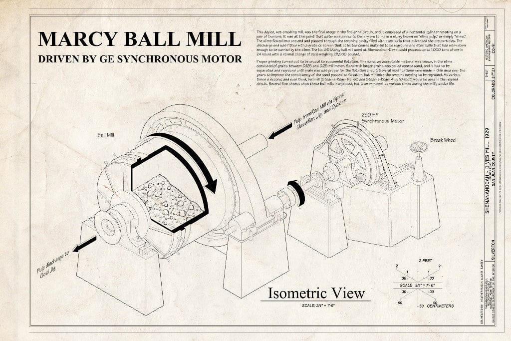 Blueprint 21. Marcy Ball Mill - Shenandoah-Dives Mill, 135 County Road 2, Silverton, San Juan County, CO