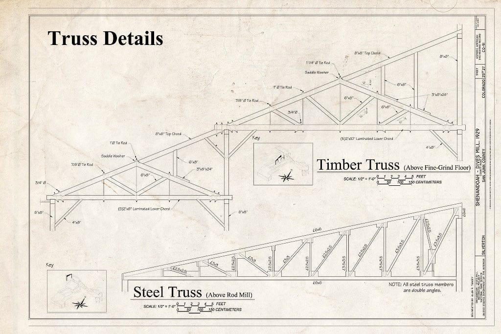 Blueprint 25. Truss Details - Shenandoah-Dives Mill, 135 County Road 2, Silverton, San Juan County, CO