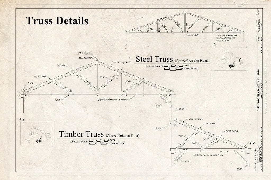 Blueprint 26. Truss Details - Shenandoah-Dives Mill, 135 County Road 2, Silverton, San Juan County, CO