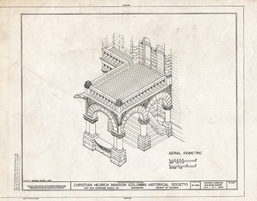 Blueprint 1. Porte Cochere Aerial Isometric - Christian Heurich Mansion, 1307 New Hampshire Avenue Northwest, Washington, District of Columbia, DC