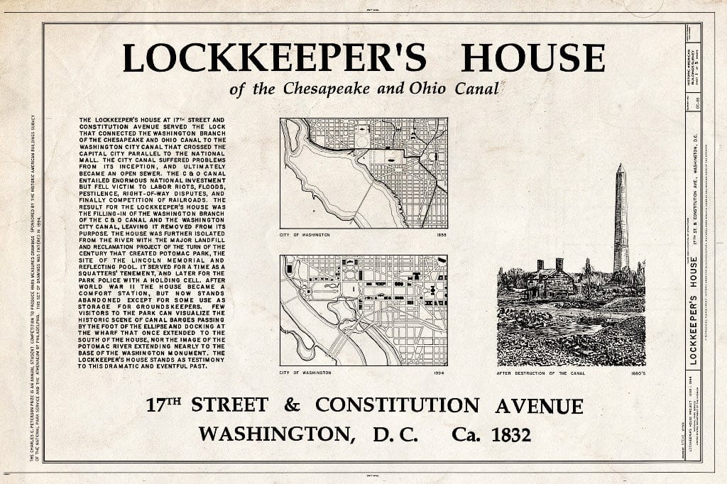 Blueprint 1. Title Sheet - Lock Keeper's House, Seventeenth Street & Constitution Avenue, Northwest, Washington, District of Columbia, DC