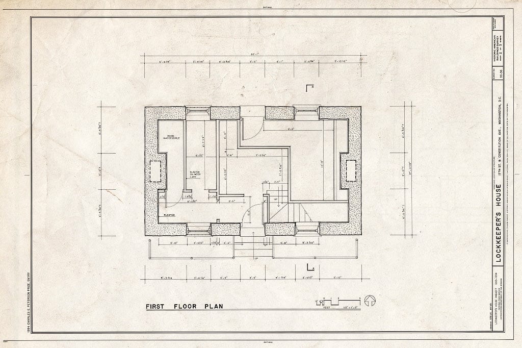 Blueprint 2. First Floor Plan - Lock Keeper's House, Seventeenth Street & Constitution Avenue, Northwest, Washington, District of Columbia, DC