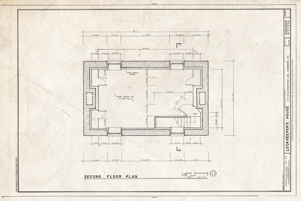 Blueprint 3. Second Floor Plan - Lock Keeper's House, Seventeenth Street & Constitution Avenue, Northwest, Washington, District of Columbia, DC