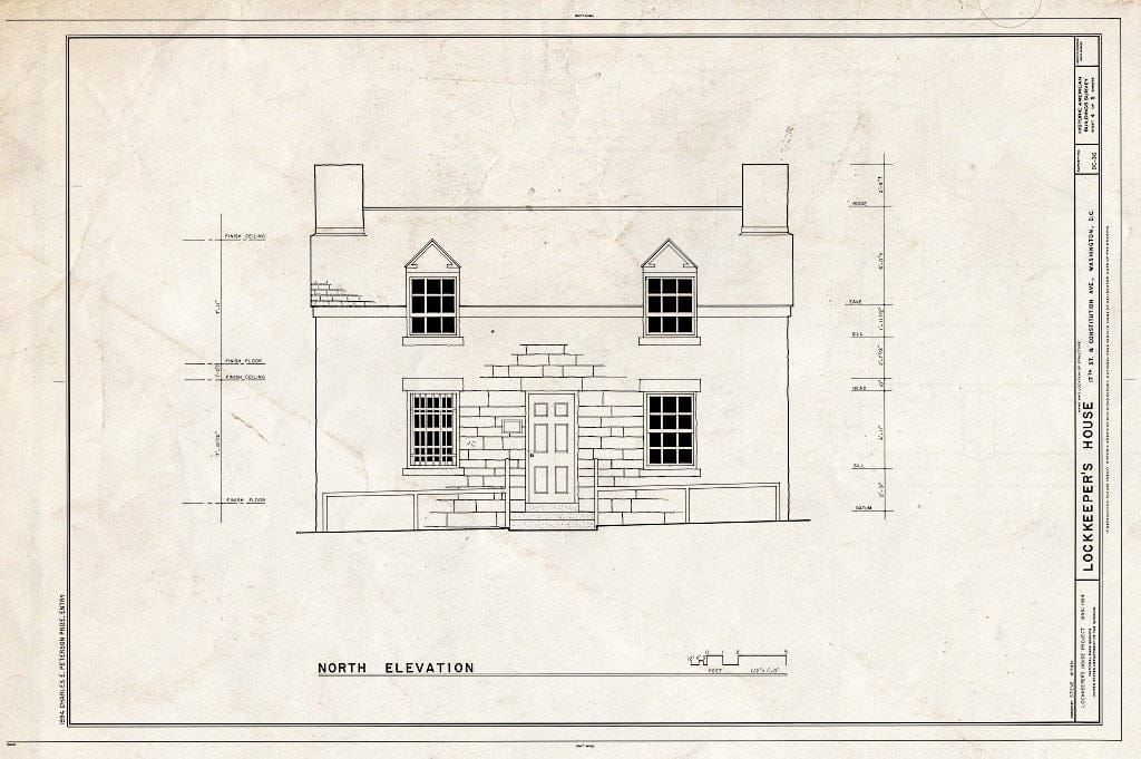 Blueprint 4. North Elevation - Lock Keeper's House, Seventeenth Street & Constitution Avenue, Northwest, Washington, District of Columbia, DC