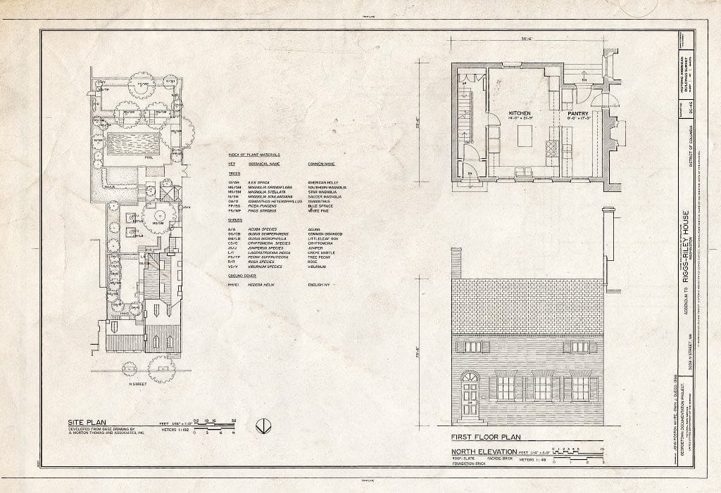 Blueprint 1. Floor Plans - Riggs-Riley House, 3038 N Street, Northwest, Washington, District of Columbia, DC