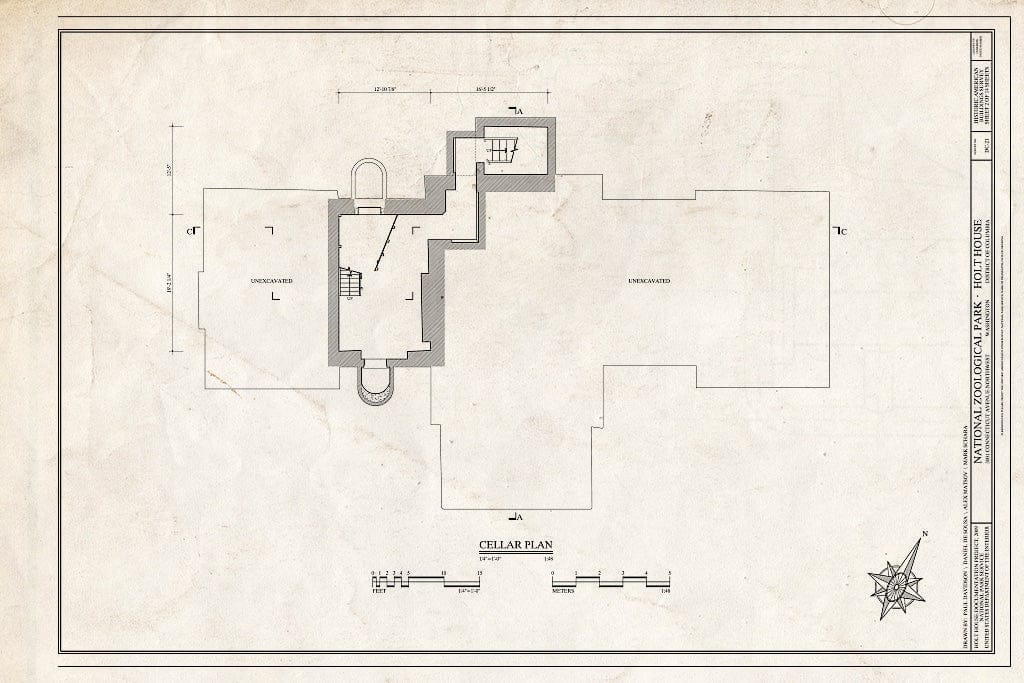 Blueprint Cellar Plan - National Zoological Park, Holt House, Adams Mill Road Vicinity, Washington, District of Columbia, DC