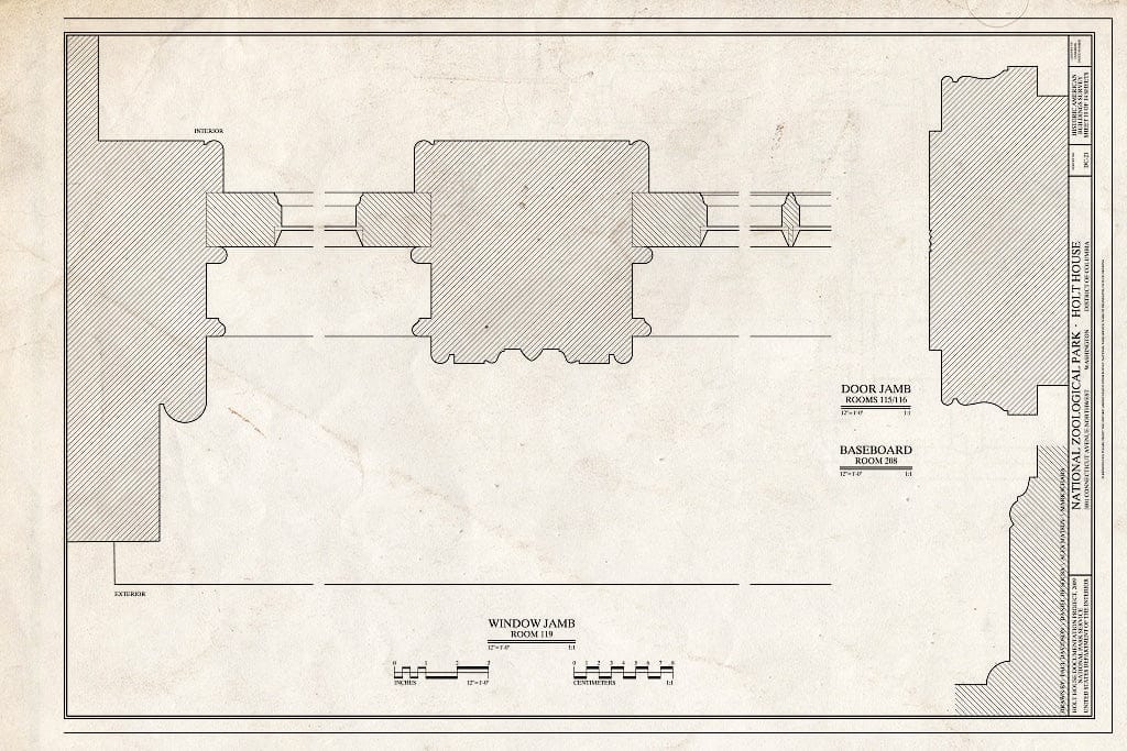 Blueprint Door and Window Jambs - National Zoological Park, Holt House, Adams Mill Road Vicinity, Washington, District of Columbia, DC