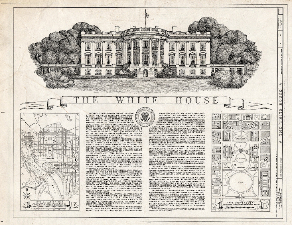 Blueprint Cover Sheet - White House, 1600 Pennsylvania Avenue, Northwest, Washington, District of Columbia, DC