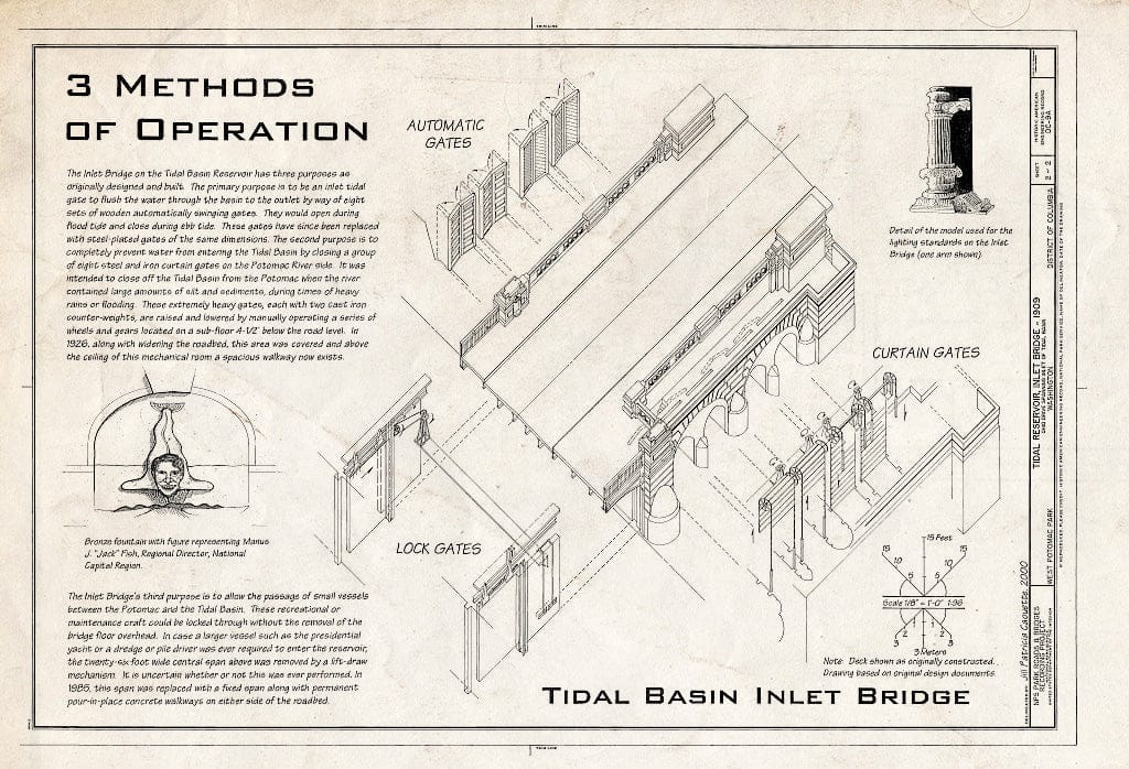 Blueprint 3 Methods of Operation - Tidal Reservoir, Inlet Bridge, Ohio Drive, Spanning Inlet of Tidal Basin, Washington, District of Columbia, DC