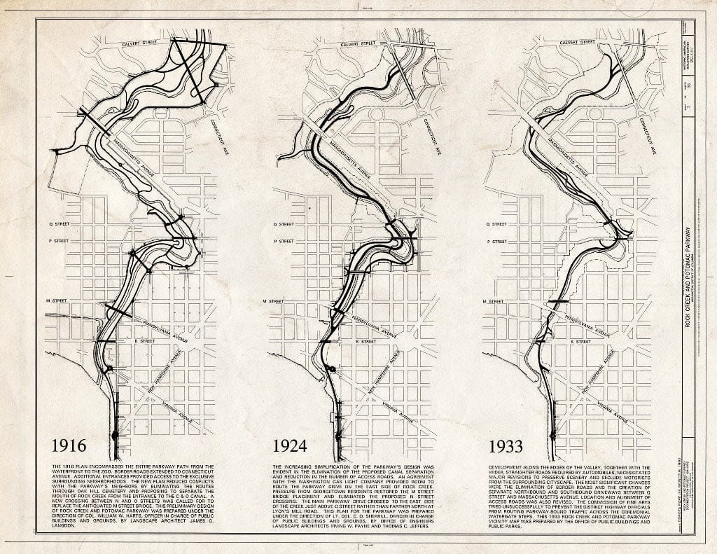 Blueprint 3. Proposed Design: 1916, 1924, 1933 - Rock Creek & Potomac Parkway, Washington, District of Columbia, DC