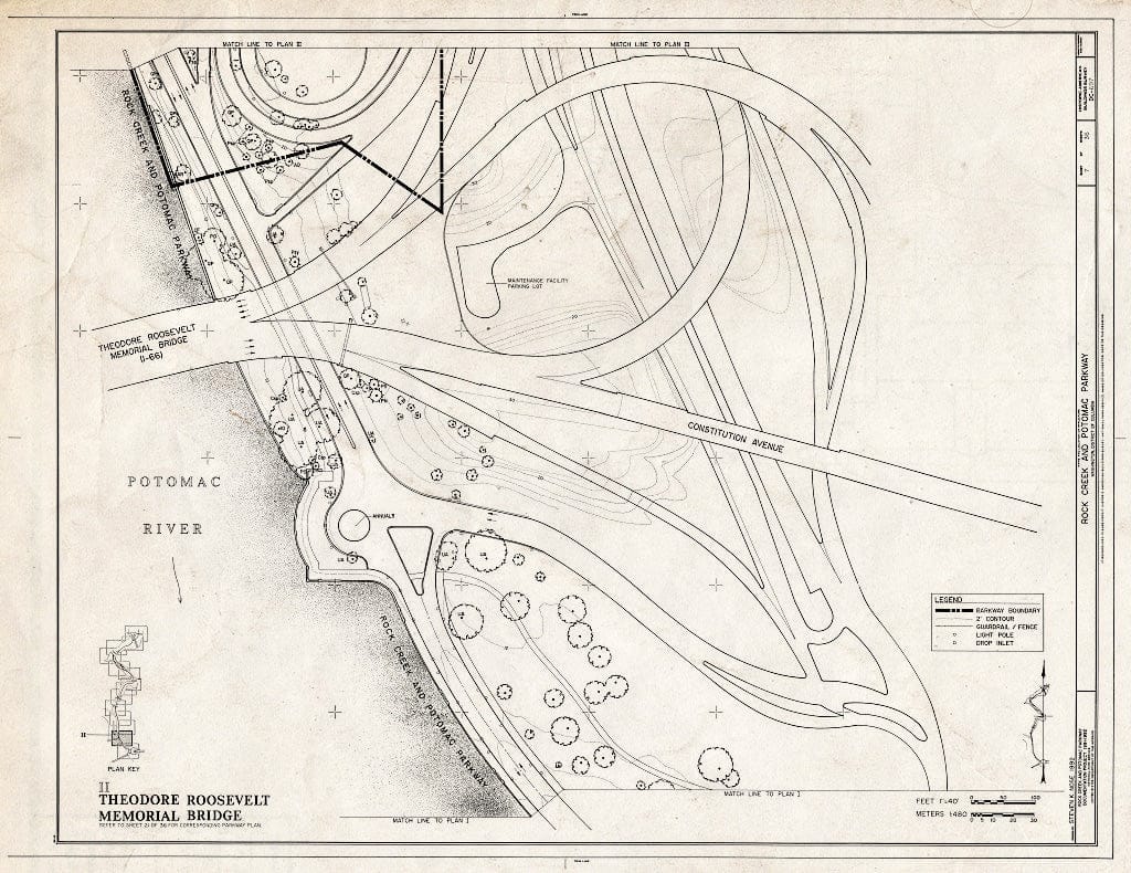 Blueprint 7. Plan II: Theodore Roosevelt Memorial Bridge - Rock Creek & Potomac Parkway, Washington, District of Columbia, DC