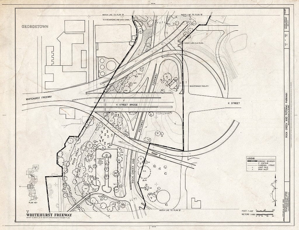 Blueprint 10. Plan V: Whitehurst Freeway - Rock Creek & Potomac Parkway, Washington, District of Columbia, DC