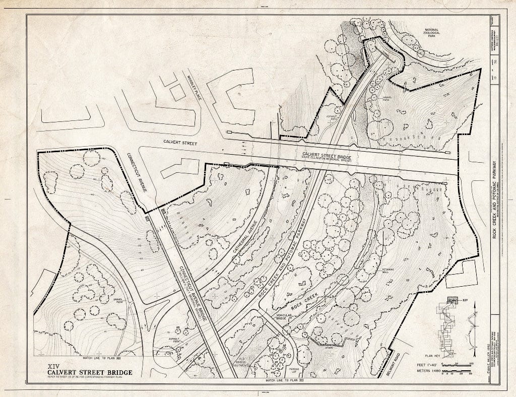 Blueprint 19. Plan XIV: Calvert Street Bridge - Rock Creek & Potomac Parkway, Washington, District of Columbia, DC