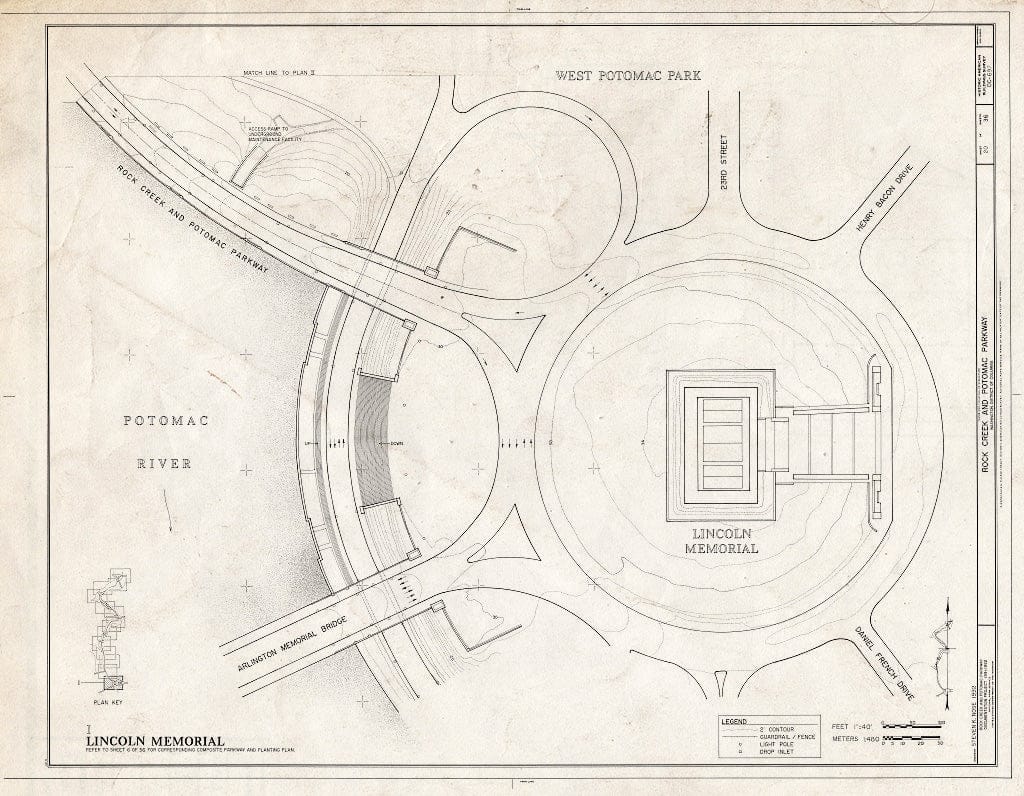 Blueprint 20. Plan I: Lincoln Memorial - Rock Creek & Potomac Parkway, Washington, District of Columbia, DC