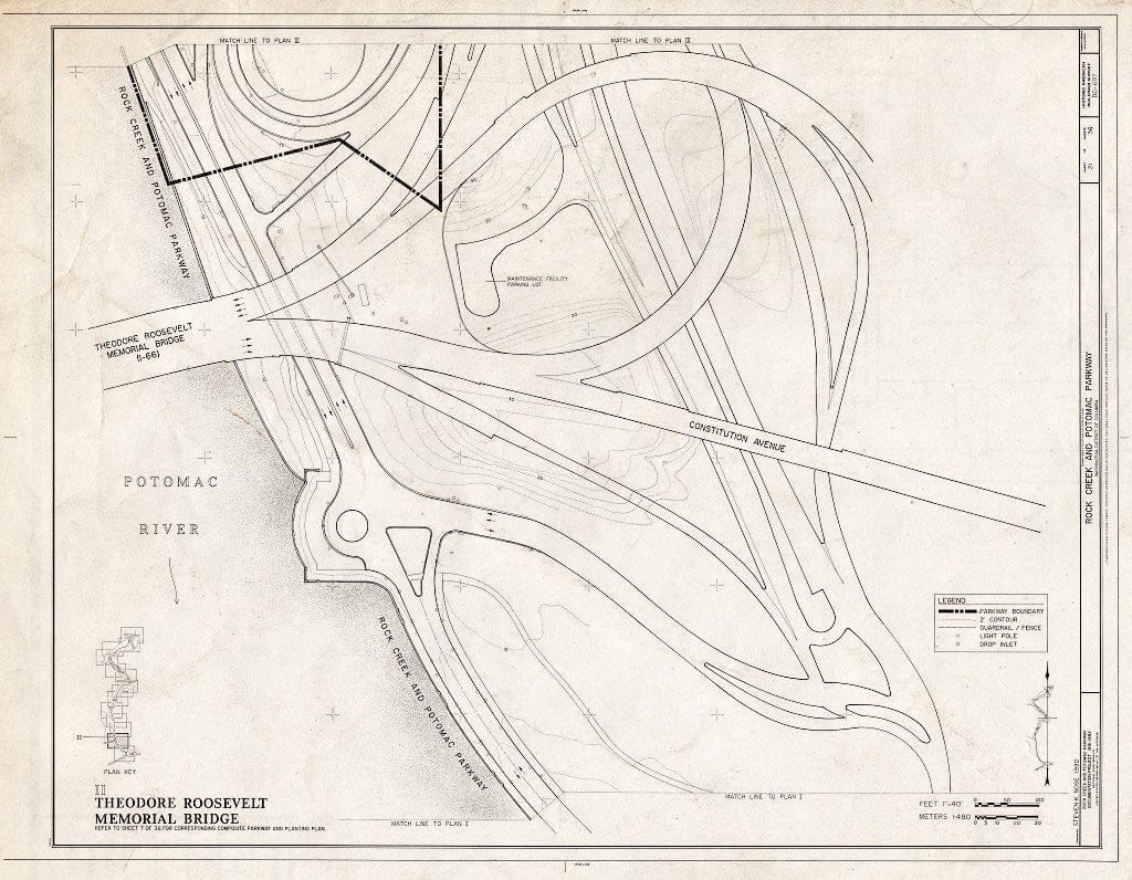 Blueprint 21. Plan II: Theodore Roosevelt Memorial Bridge - Rock Creek & Potomac Parkway, Washington, District of Columbia, DC