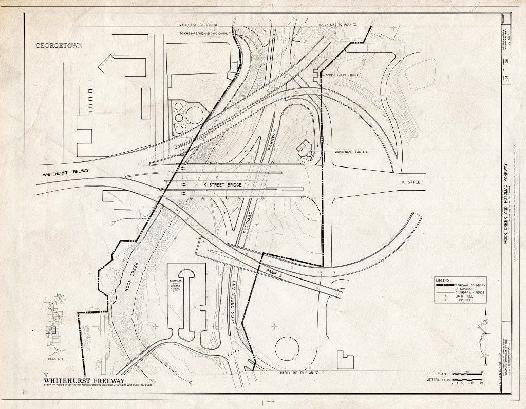 Blueprint 24. Plan V: Whitehurst Freeway - Rock Creek & Potomac Parkway, Washington, District of Columbia, DC