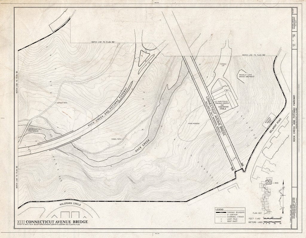 Blueprint 32. Plan XIII: Connecticut Avenue Bridge - Rock Creek & Potomac Parkway, Washington, District of Columbia, DC