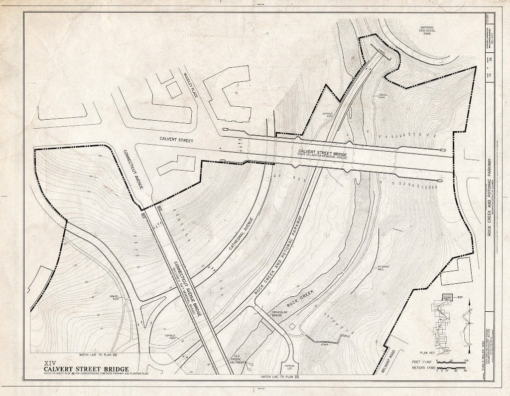 Blueprint 33. Plan XIV: Calvert Street Bridge - Rock Creek & Potomac Parkway, Washington, District of Columbia, DC