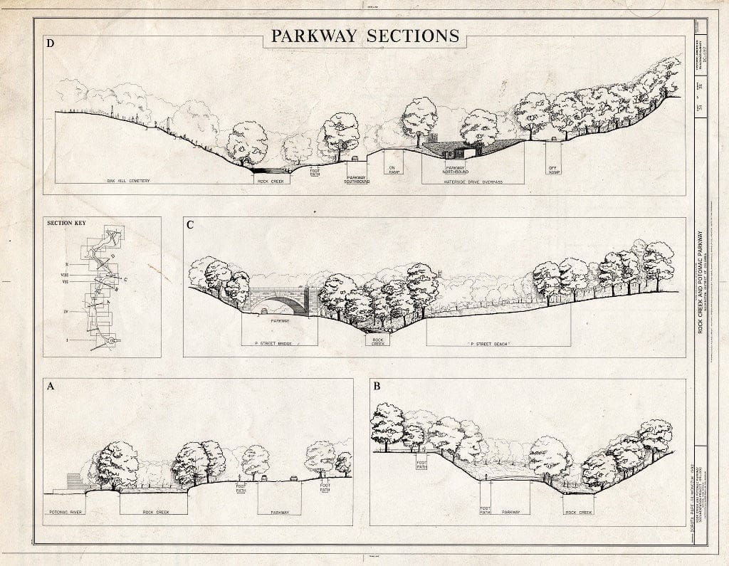 Blueprint 34. Parkway Sections - Rock Creek & Potomac Parkway, Washington, District of Columbia, DC