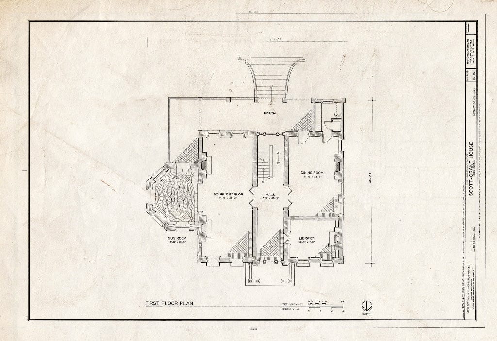 Blueprint First Floor Plan - Scott-Grant House, 3238 R Street, Northwest, Washington, District of Columbia, DC