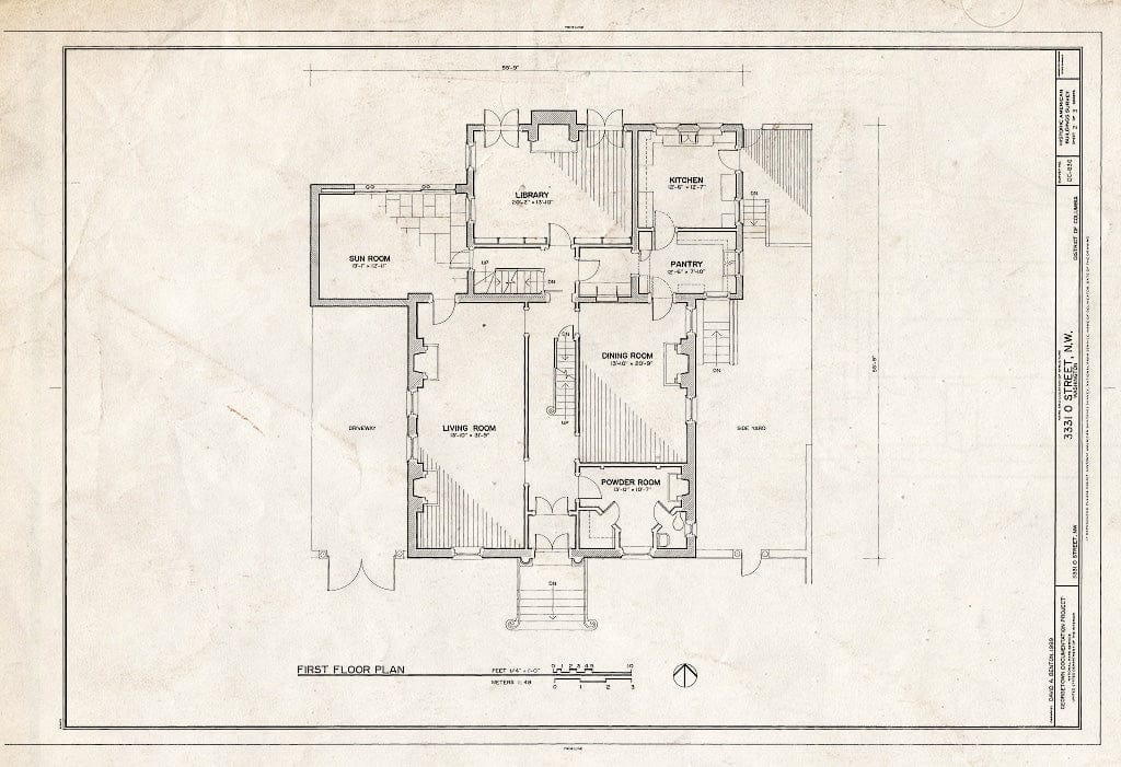 Blueprint First Floor Plan - 3331 O Street, Northwest (House), Washington, District of Columbia, DC