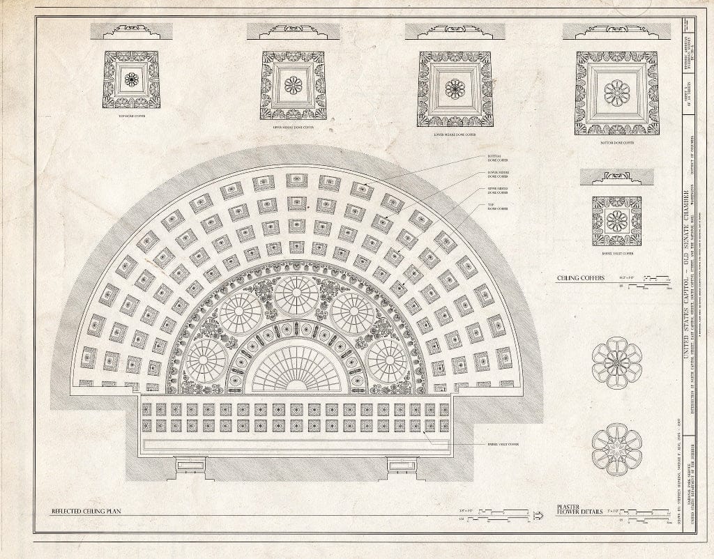 Blueprint Elevations - U.S. Capitol, Old Senate Chamber, Intersection of North, South, East Capitol Streets & Capitol Mall, Washington, District of Columbia, DC