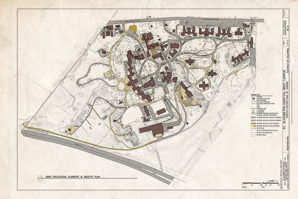 Blueprint 2009 Circulation, Elements and Objects Plan - St. Elizabeths Hospital West Campus, 2700 Martin Luther King Jr. Avenue, Southeast, Washington, District of Columbia, DC