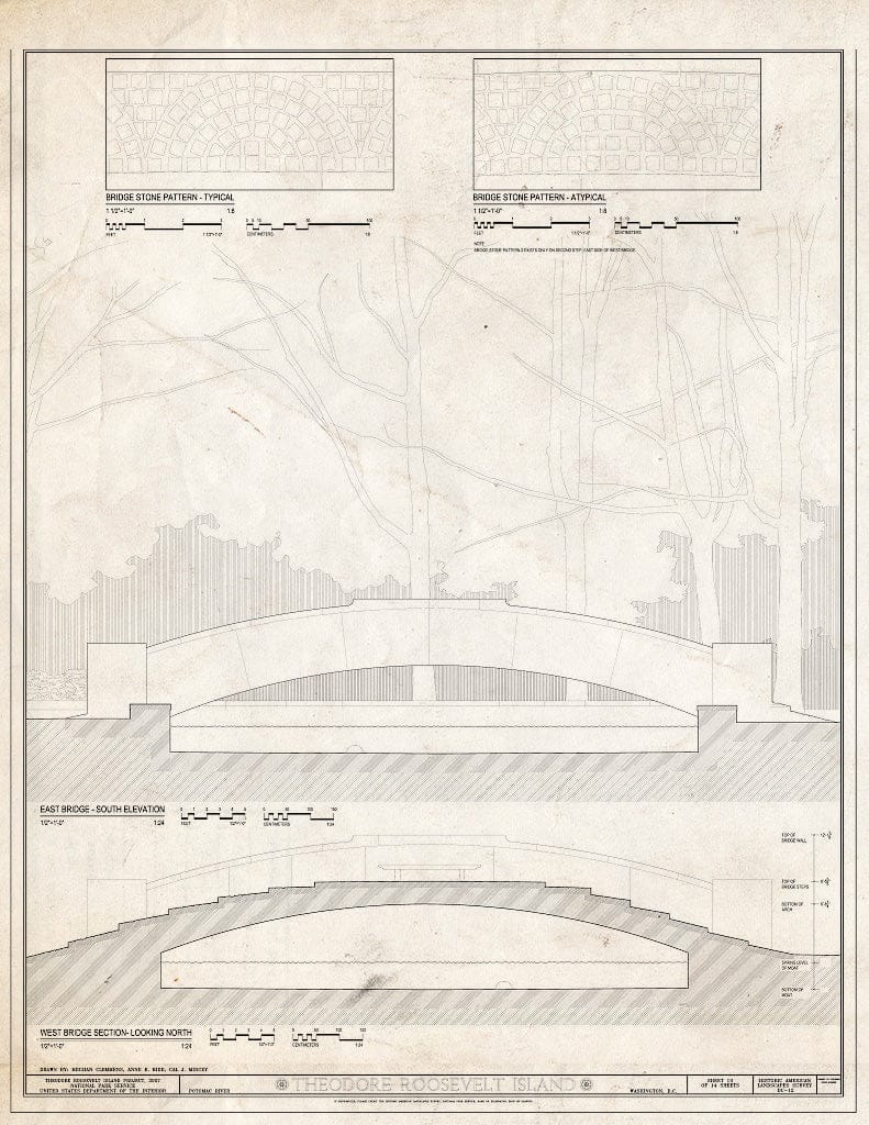 Blueprint Bridges - Theodore Roosevelt Island, Potomac River, Washington, District of Columbia, DC