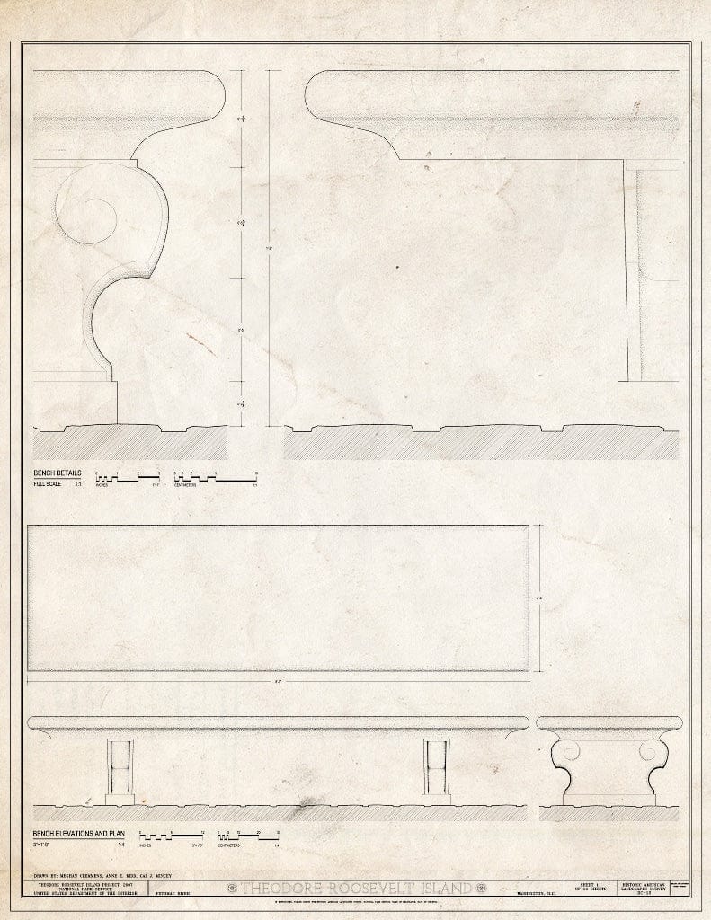 Blueprint Benches - Theodore Roosevelt Island, Potomac River, Washington, District of Columbia, DC