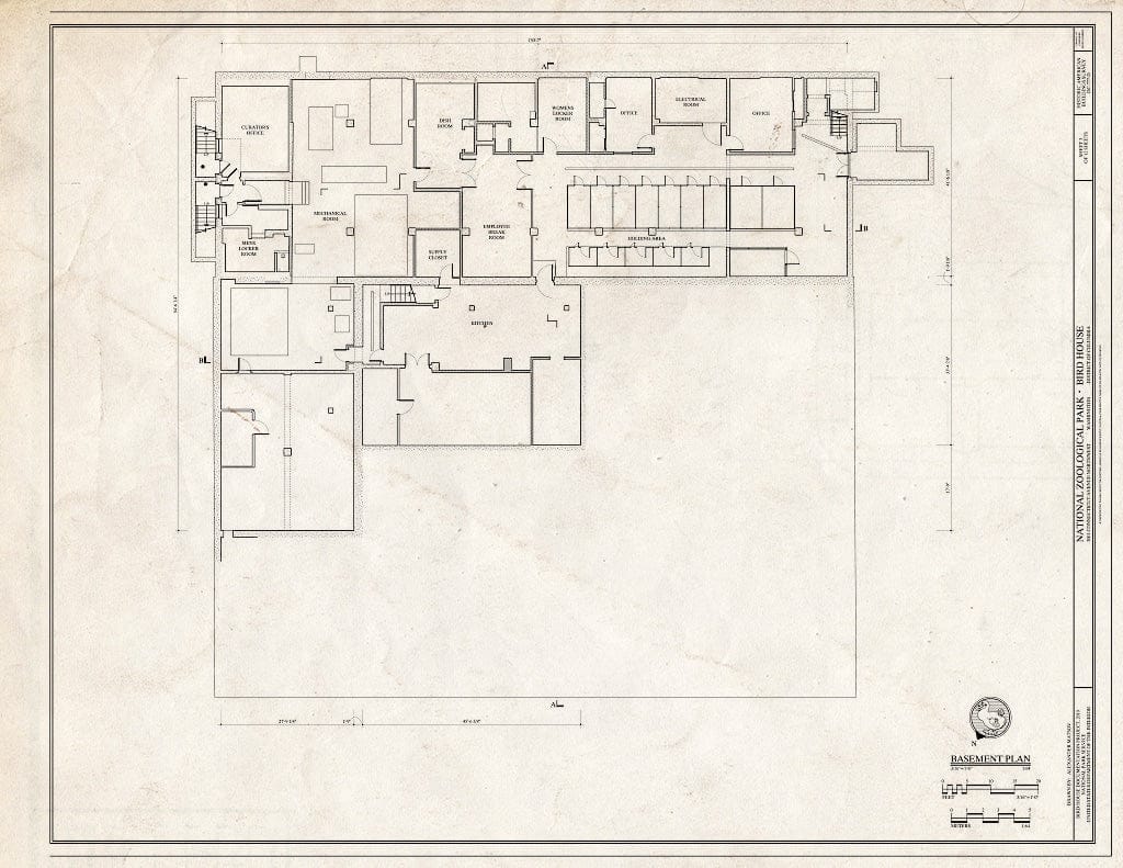 Blueprint Basement Plan - National Zoological Park, Bird House, 3001 Connecticut Avenue NW, Washington, District of Columbia, DC