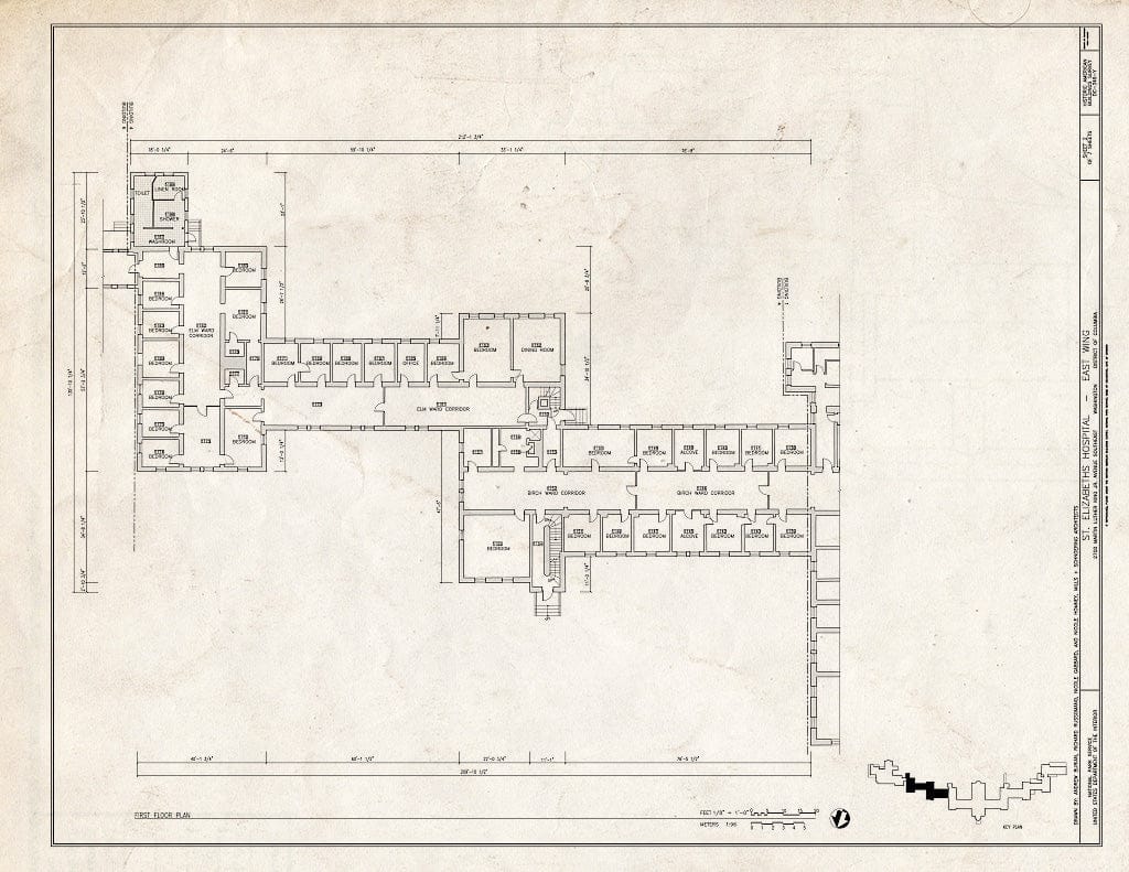 Blueprint 2. First Floor Plan - St. Elizabeths Hospital, East Wing, 539-559 Cedar Drive, Southeast, Washington, District of Columbia, DC