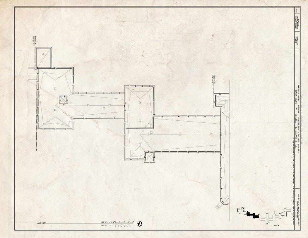 Blueprint 5. Roof Plan - St. Elizabeths Hospital, East Wing, 539-559 Cedar Drive, Southeast, Washington, District of Columbia, DC