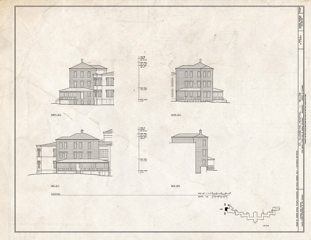 Blueprint Elevations - St. Elizabeths Hospital, Willow, 519-543 Redwood Drive, Southeast, Washington, District of Columbia, DC