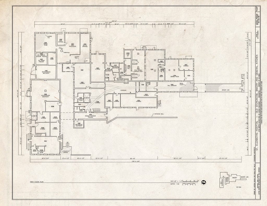 Blueprint First Floor Plan - St. Elizabeths Hospital, Storeroom, 2700 Martin Luther King Jr. Avenue, Southeast, Birch Street, Southeast, Washington, District of Columbia, DC