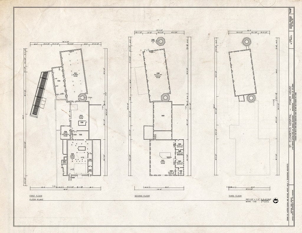 Blueprint Floor Plans - St. Elizabeths Hospital, Power House, 2700 Martin Luther King Jr. Avenue, Southeast, Ash Street, Southeast, Washington, District of Columbia, DC