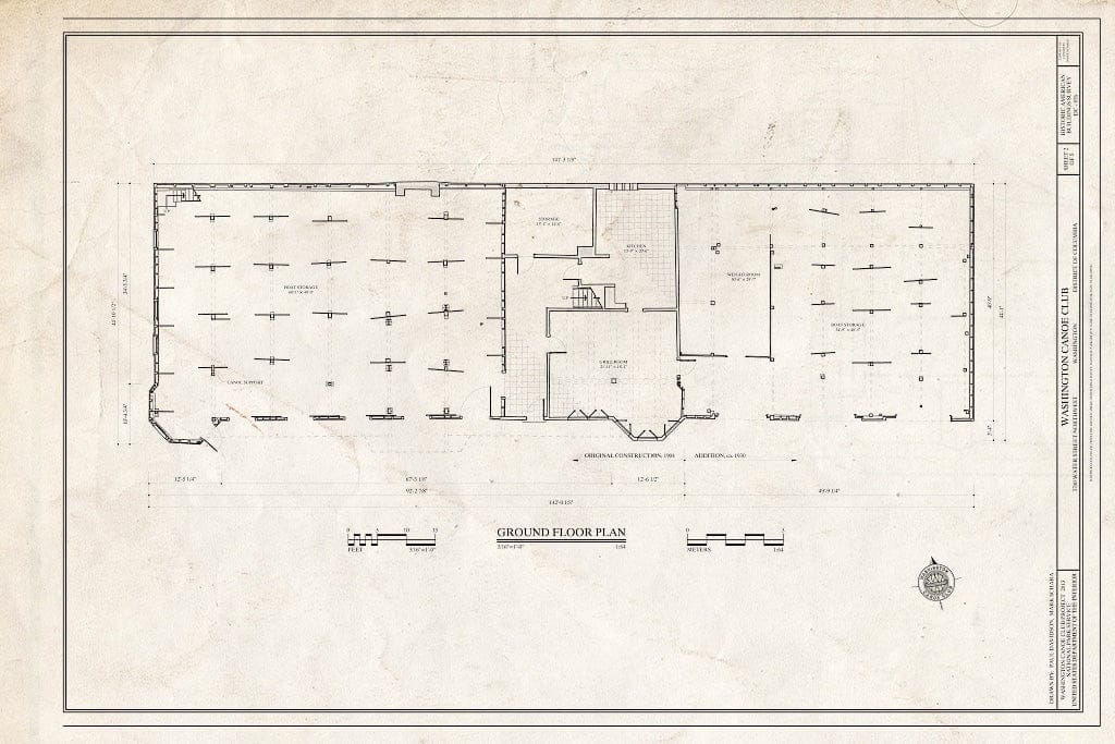 Blueprint 2. Ground Floor Plan - Washington Canoe Club, 3700 Water Street Northwest, Washington, District of Columbia, DC