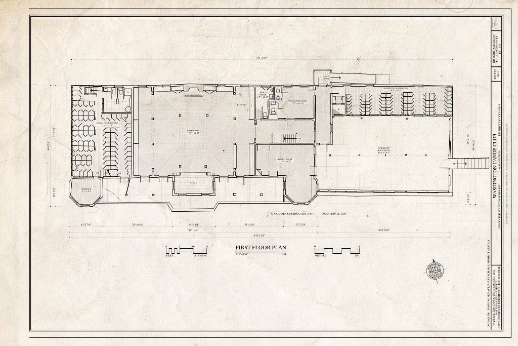 Blueprint 3. First Floor Plan - Washington Canoe Club, 3700 Water Street Northwest, Washington, District of Columbia, DC