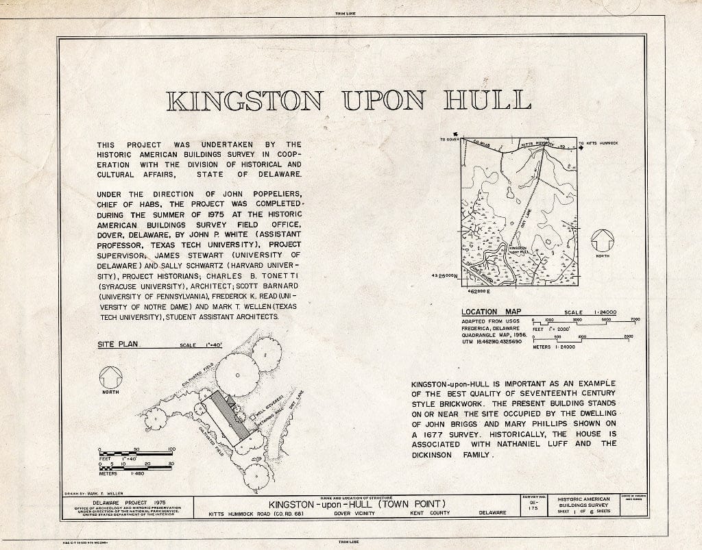 Blueprint Cover Sheet - Kingston-Upon-Hill, Kitts Hummock Road, Dover, Kent County, DE