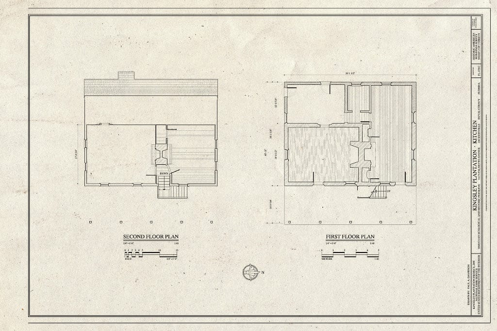 Blueprint First & Second Floor Plans - Kingsley Plantation, Kitchen, 11676 Palmetto Avenue, Jacksonville, Duval County, FL