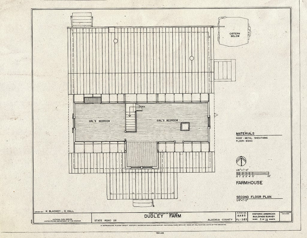 Blueprint Farmhouse - Second Floor Plan - Dudley Farm, Farmhouse & Outbuildings, 18730 West Newberry Road, Newberry, Alachua County, FL