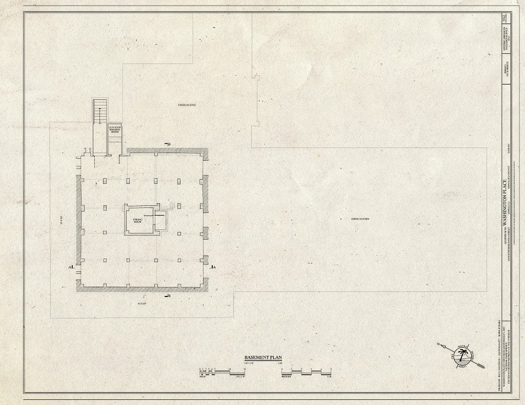 Blueprint Basement Plan - Washington Place, 320 South Beretania Street, Honolulu, Honolulu County, HI