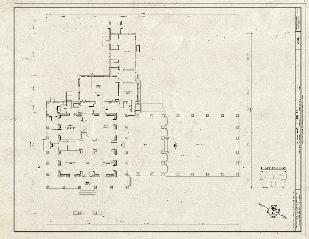 Blueprint First Floor Plan - Washington Place, 320 South Beretania Street, Honolulu, Honolulu County, HI