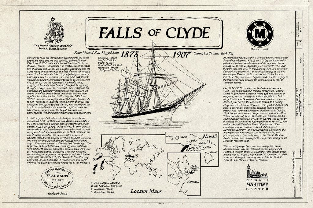 Blueprint Locator Maps - Ship Falls of Clyde, Hawaii Maritime Center, Pier 7, Honolulu, Honolulu County, HI