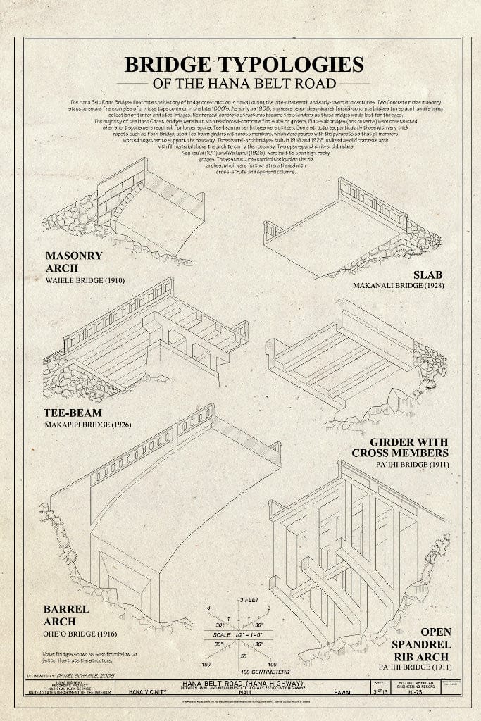 Blueprint Bridge Typologies of The Hana Belt Road - Hana Belt Road, Between Haiku and Kaipahulu, Hana, Maui County, HI