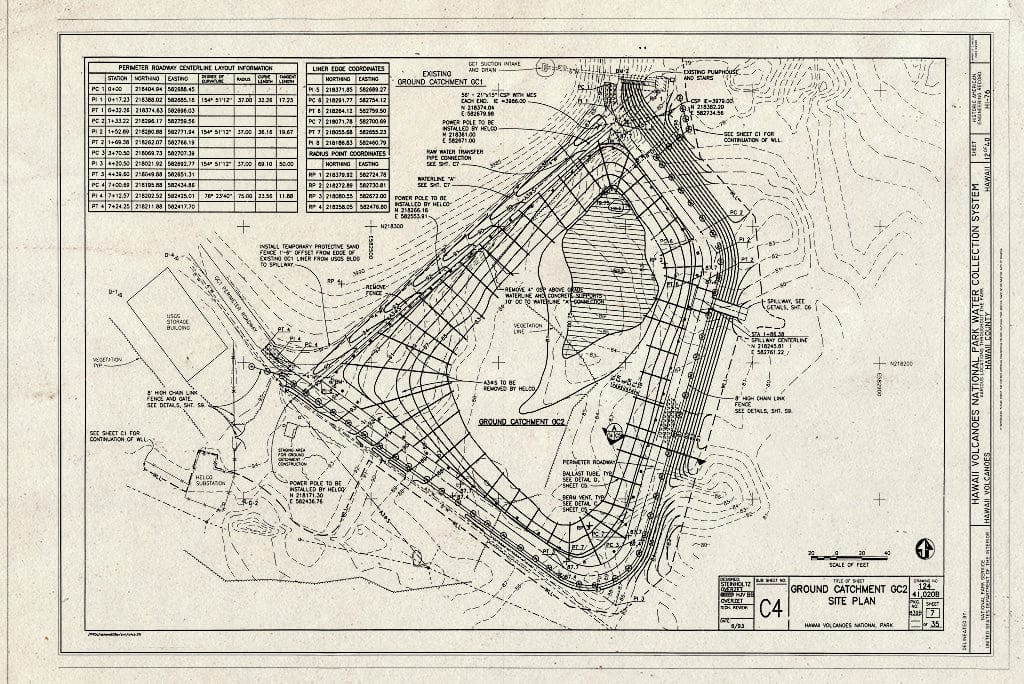 Blueprint Ground Catchment GC2 Site Plan - Hawaii Volcanoes National Park Water Collection System, Hawaii Volcanoes National Park, Volcano, Hawaii County, HI