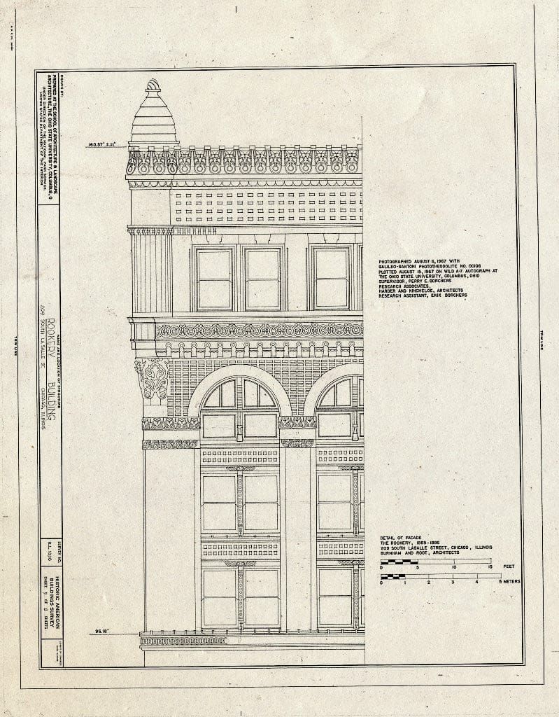 Blueprint Facade Detail - Rookery Building, 209 South Lasalle Street, Chicago, Cook County, IL