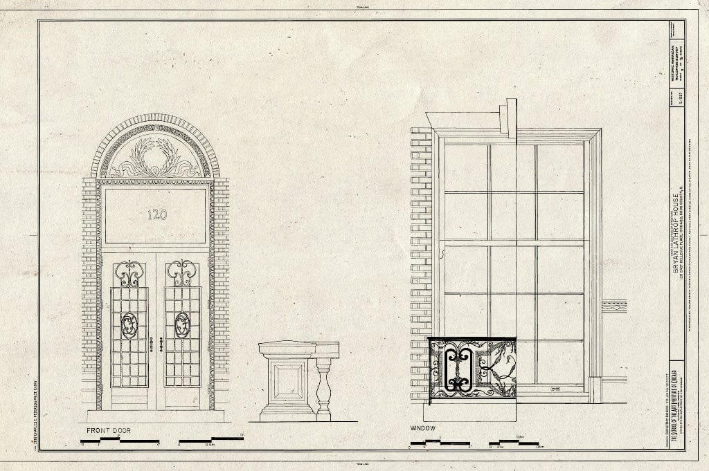 Blueprint Front Door & Window - Bryan Lathrop House, 120 East Bellevue Place, Chicago, Cook County, IL