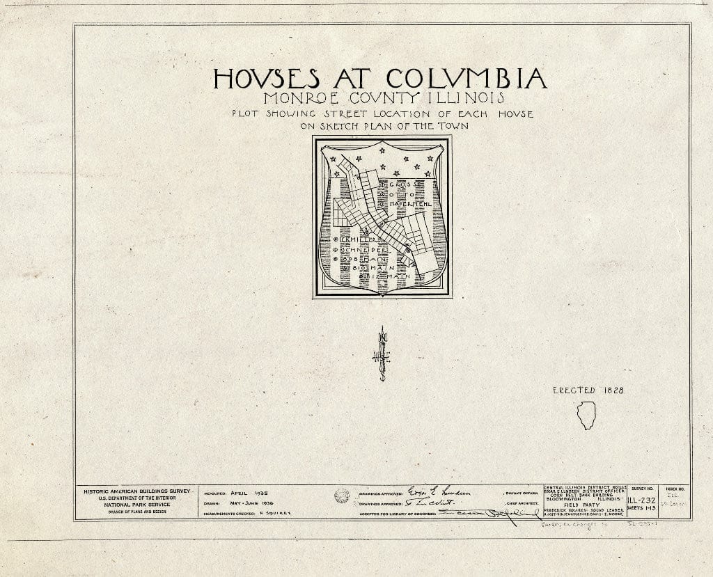 Blueprint 0. Cover Sheet: Houses at Columbia - Emelie Grosse House, Columbia, Monroe County, IL