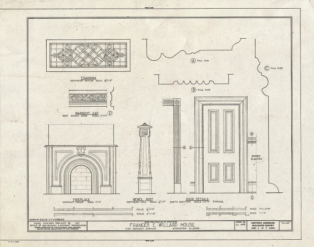 Blueprint Details - Frances E. Willard House, 1730 Chicago Avenue, Evanston, Cook County, IL