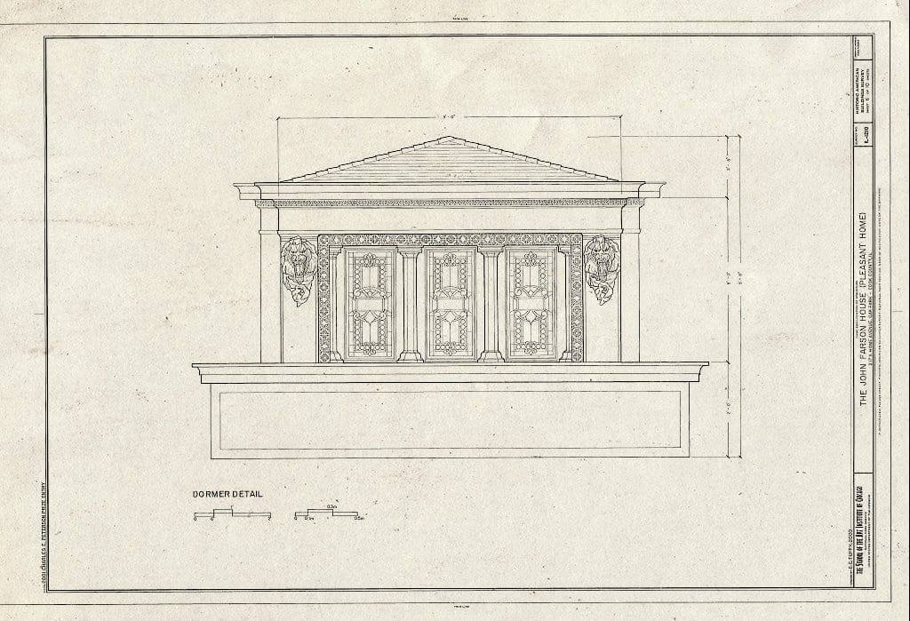 Blueprint Dormer Detail - John Farson House, 217 South Home Avenue, Oak Park, Cook County, IL